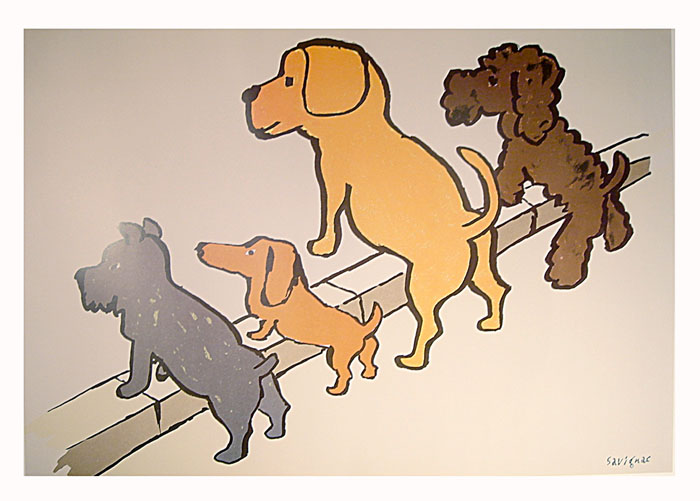 最新作の レイモン・サヴィニャック「環境保護ポスター 1975」 4匹の犬 